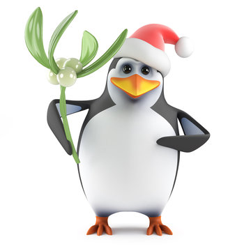 Santa Penguin with mistletoe