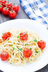 Spaghetti with roasted tomatoes and herbs