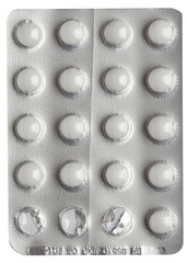 Pills in blister isolated against on background