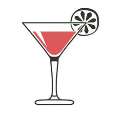 Cocktail glass with lime slice