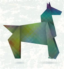 Deurstickers Geometrische dieren Abstract paard, papieren origami