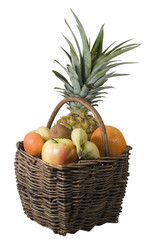 brown basket of fruits