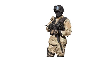 Special Forces soldier, police swat, isolated on white