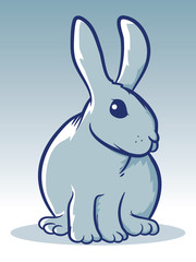 Gray Sitting Rabbit Mascot Illustration