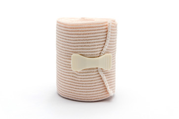 Elastic ACE compression bandage warp unwrapped, isolated