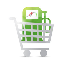 shopping cart and gas pump illustration design