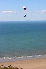 Paraglider above Rhossili beach