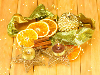 Christmas composition  with candles and decorations