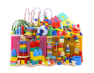 Fototapeta na wymiar Box with very many toys