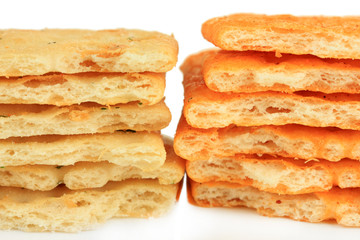 Delicious crackers close up