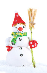 Beautiful snowman  isolated on white
