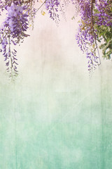 Grungy background with floral border - 58085099