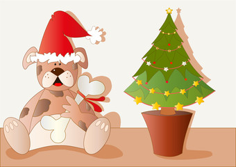 Fido per Natale con alberello