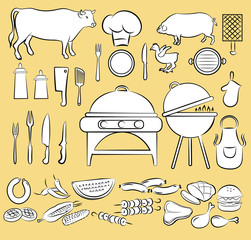 vector illustration of  barbecue items