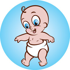Vector illustration of cute baby in diaper