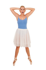 Playful attractive blond ballerina