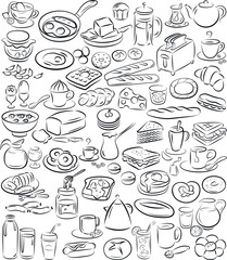 vector illustration of breakfast items collection