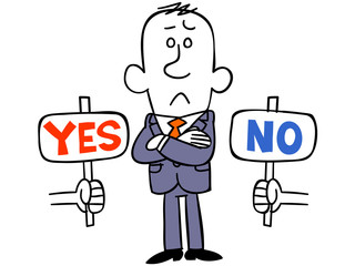 YESかNOで迷うビジネスマン