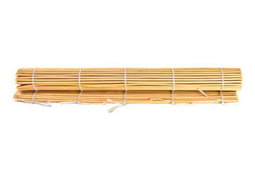 Twisted bamboo mat on a white background