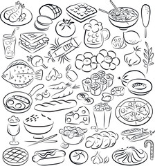 Vector illustration of food collection