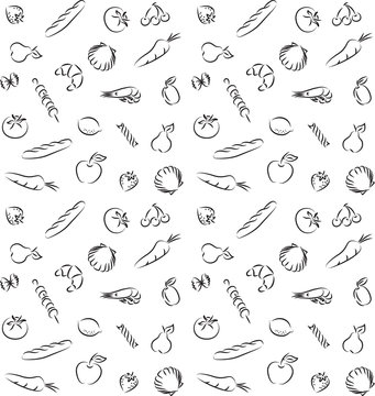 vector pattern of seamless background with food