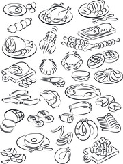 vector illustration of meat collection - 58090082