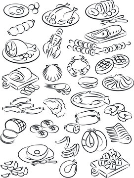 vector illustration of meat collection