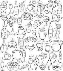 vector illustration of  sweet food and drinks collection - 58090260