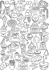 vector illustration of sweet foods collection - 58090263