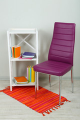 Beautiful interior with modern  color chair,  books