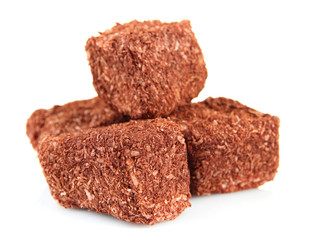 Tasty oriental sweets (Turkish delight), isolated on white