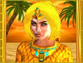 Egyptian woman, close up face at sunset