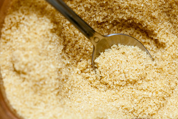 Close up brown sugar with spoon