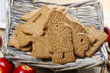 Wicker basket of speculaas biscuits