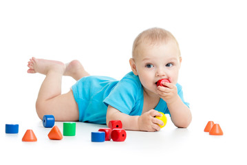 baby playing with block toys