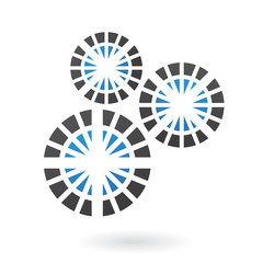 Blue and Black Cogs Abstract Icon