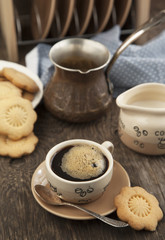 Cup of coffee and cookies