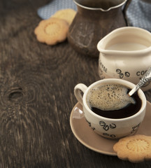 Cup of coffee and cookies