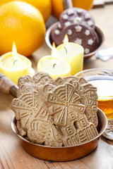 Fototapeta na wymiar Speculaas is a type of spiced shortcrust biscuit, traditionally