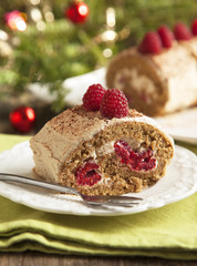 Coffee roll with raspberry