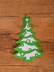 Christmas tree decoration over wooden background