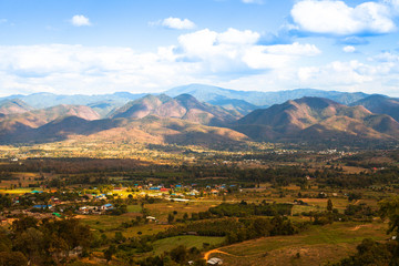 Mountain landscape on the border of Northern Thailand and Burma