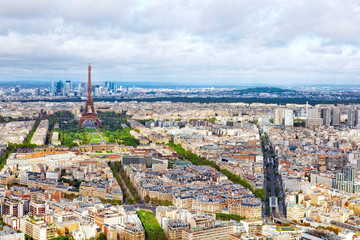 Panorama of Paris from the Montparnasse Tower. France(District