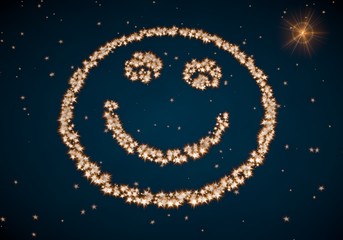 3d graphic of a arranged smile symbol made of tiny spheres