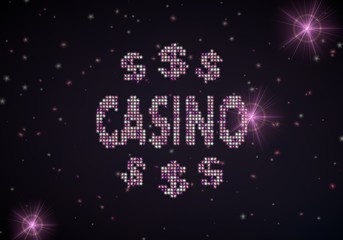 3d graphic of a beautiful glowing casino of glamour stars