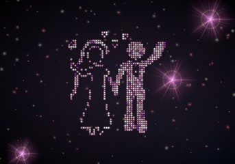 3d render of a wedding marriage symbol of glamour stars