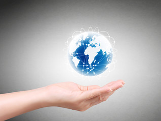 modern social buttons in  hand