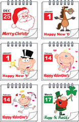 Holiday Cartoon Calendars 2. Set Collection