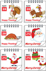 Holiday Cartoon Calendars 1. Set Collection