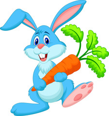 Happy rabbit holding carrot